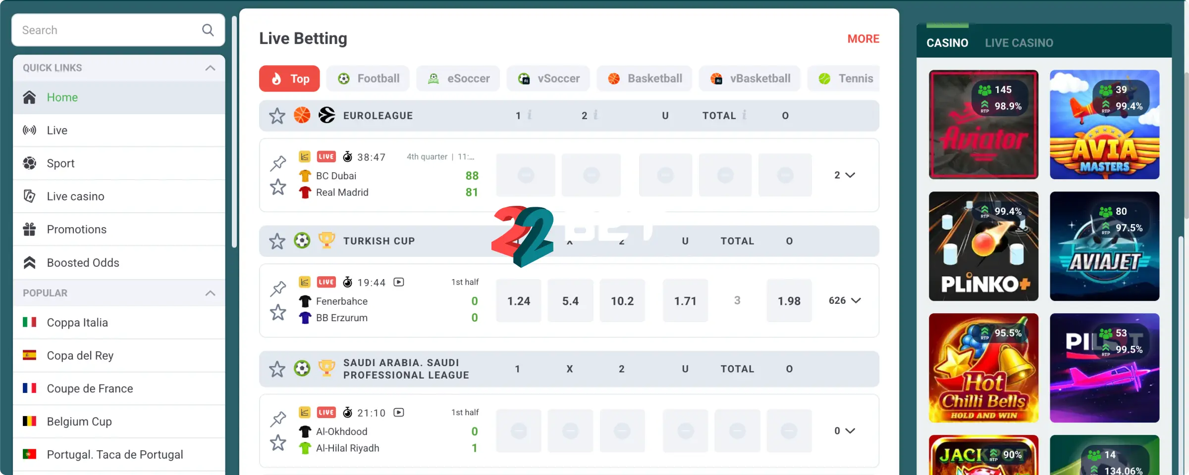 22Bet Reliable Sportsbook